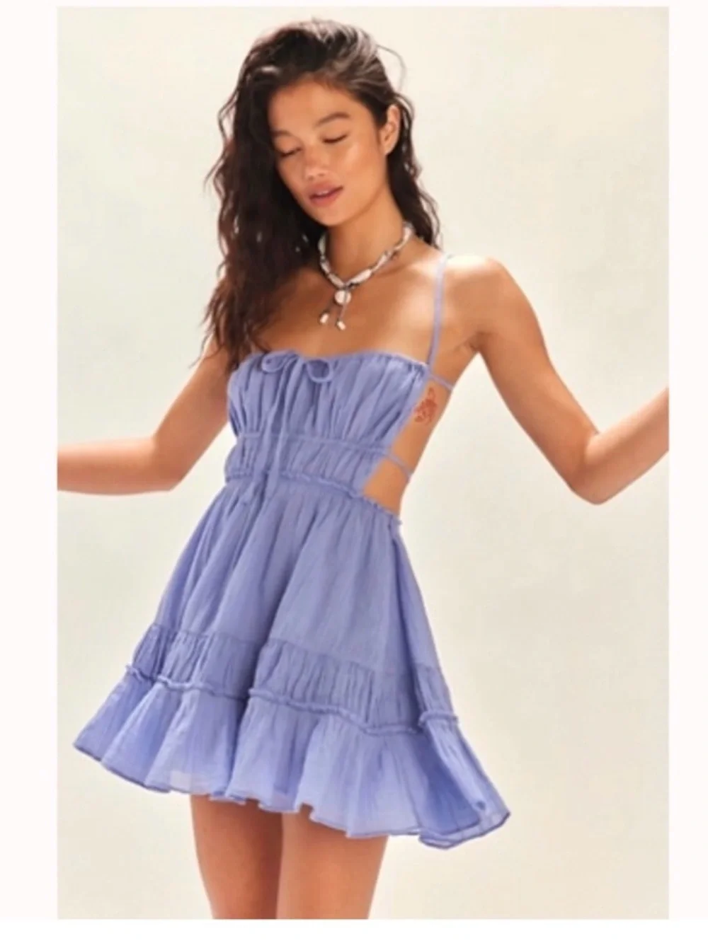 Free People Lavender Open Back Sundress with Ruffle Hem - Picture 1 of 3